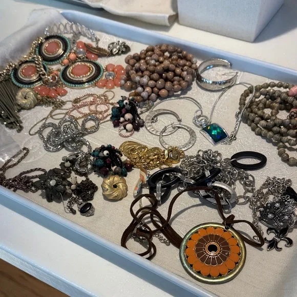 Elegant Orange and Gold Pendant Necklace Bundle Craft Reseller #166 - Picture 1 of 10